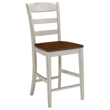 Homestyles Monarch Wood Counter Stool in Off White