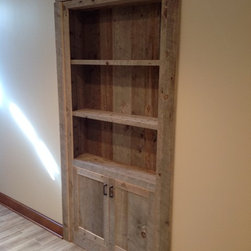 Custom Reclaimed Wood Murphy Barn Door Bookshelf - Interior Doors