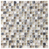 Bliss Cappuccino Stone and Glass Square Mosaic Tile, 4" X 6" Sample