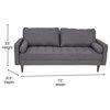 Hudson Mid-Century Modern Sofa With Tufted Upholstery and Solid Wood Legs, Dark Gray
