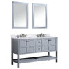 Montaigne 60 in. Vanity, Rich Gray With Marble Top With White Basin and Mirror
