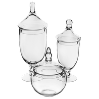Glass Apothecary Jar Candy Buffet Set 13.5"X5.5" 16.5"X6.5" 10"X6" Combo Set