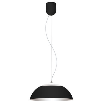Marghera LED 18" Dome Pendant, Black Outer/Silver Inner