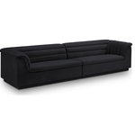 Meridian Furniture - Cascade Upholstered Modular Sofa, Black, Velvet, Straight Sofa - Give your room a much-needed rehab when you bring home this Cascade velvet modular sofa. The elegantly attention-grabbing design features a modern profile with curved arms deep horizontal channel tufting, so it wows from all angles. Upholstered in rich black velvet, this seat quickly becomes everyone's favorite spot for curling up with a good book or smart device. Thick foam padding ensures a cozy, body-hugging experience. while you watch TV or just relax.
