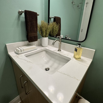 Modern Basement Bathroom with Rift-Cut Oak Vanity