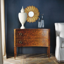 MH -Two Drawer Concave Burl Commode - Products