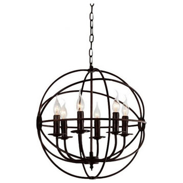 Arza 6 Light Up Chandelier with Brown finish