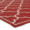 Noble House Makena 90x63" Indoor Fabric Geometric Area Rug in Red and Ivory