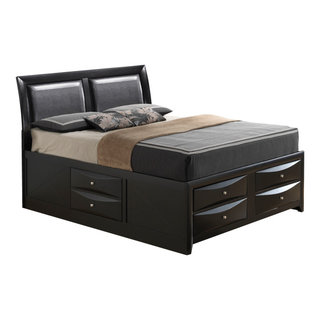 Benzara - Fabulous Calif. King Louis Phillippe Bed , Black