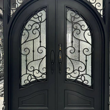 Round Top Thermal Break Iron Double Entry Door- Maryland Residence