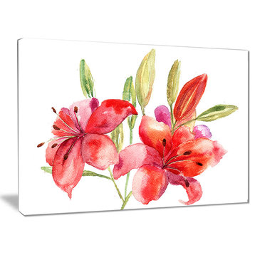 "Lily Flowers Illustration" Floral Canvas Print, 40"x30"