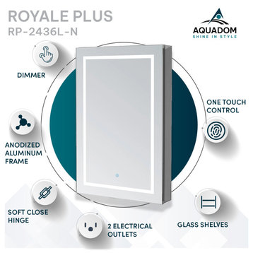 AQUADOM Royale Plus LED Lighted Medicine Cabinet Left Hinge 24"x36"x5"