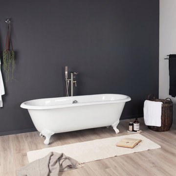 Shirley Oval Clawfoot Bathtub, White Cast Iron, 67"