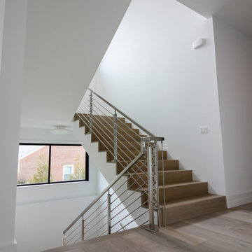 75_Modern Stairway: White Oak & Stainless Steel Balustrade, McLean VA 22101