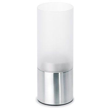 Faro Tealight Holder Frosted Glass, Stainless Steel