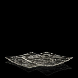 Chim&egrave;re Square Textured Glass Serving Platter Set Of 2 - Serving Dishes And Platters