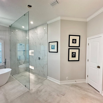 Luxury Transitional Bathroom | Expanded Walk-In Shower