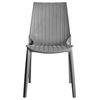 LeisureMod Kent Modern Stackable Outdoor Dining Chair Set of 2, Gray