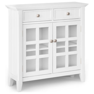 Pemberly Row Transitional Solid Wood 36" Entryway Cabinet in White
