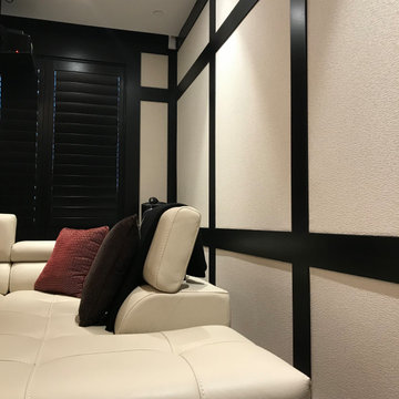 Custom Fabric installation on walls in a home theater