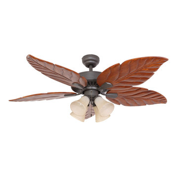 52" Punta Cana Bronze Indoor 4-Light Ceiling Fan with Remote Control