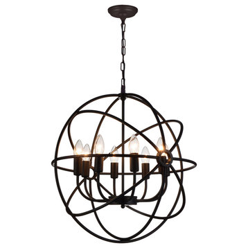 Arza 8 Light Up Chandelier With Brown Finish