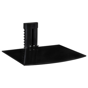 Mount-It! Floating Wall Mounted Shelf Bracket Stand, Tempered Glass, Black