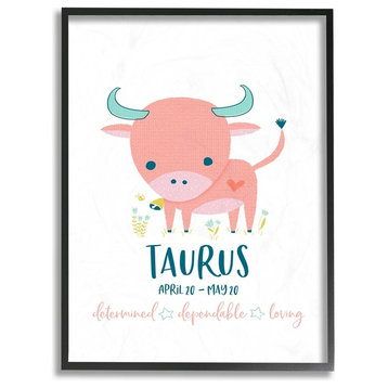 The Kids Room Fun Modern Zodiac Taurus Bull Framed Giclee Art, 16"x20"