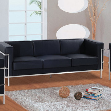 Cubist Modern Leather Sofa | Black