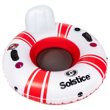 46" Inflatable Red and White Swimming Pool Inner Tube Float