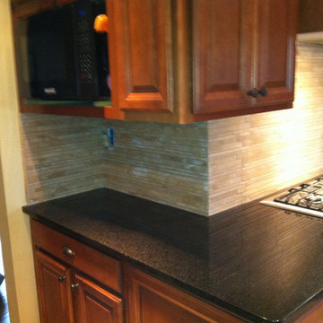 Travertine backsplash
