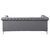 Winston PU Leather Button Tufted, Gold Nail Trim Y-shaped Feet Sofa, Gray