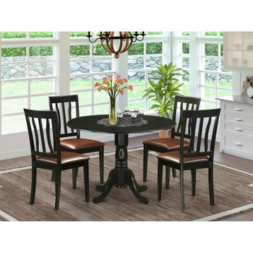 5-Piece Dining Room Set for 4-Dinette Table and 4 Kitchen Chairs, Black