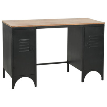 vidaXL Desk Double Pedestal Home Office Desk Computer Table Solid Firwood