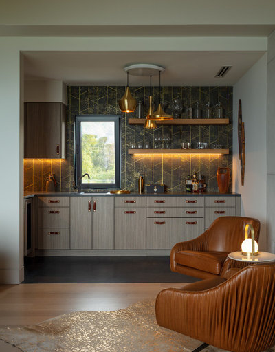 Contemporary Home Bar by ZeroEnergy Design