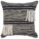 LR Home - Black Fringe Metallic Throw Pillow - Designed to thrill, our pillow collection will add intricate mastery and eye pleasing designs to any room. Perfect for the modern home, adding this to your bedroom, living area, or guest room will please you and your guest. Able to stand alone or to be added to a collection, the pillow is made to please. With diverse textures, it's soft to the touch and ready for endless cozy times. Handcrafted with the customer in mind, there is no compromise of comfort and style with the pillow line we create.