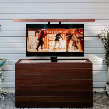 Outdoor TV Lift Cabinet - Ipe Brazilian Walnut