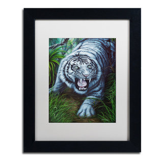 Jenny Newland 'White Tiger' Matted Framed Art - Contemporary