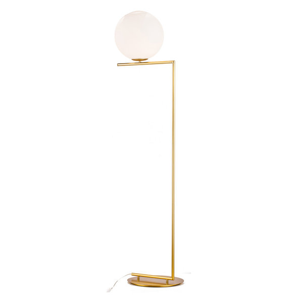 White Glass Globe Floor Lamp, Brass Brass Floor Lamp With White Globe Shade