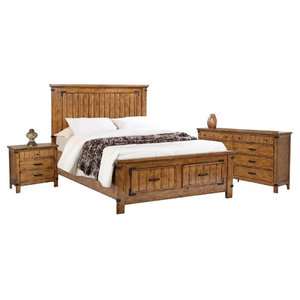 Nightstand Furniture of America FOA Ruben 3pc Cherry Wood Panel Bedroom Set Chest Queen