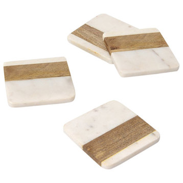 Marble and Wood square Coasters