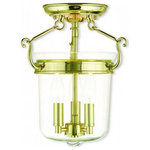 Livex Lighting - Livex Lighting 50481-02 Rockford - 3 Light Flush Mount - A hand crafted clear glass holds three candelabraRockford 3 Light Flu Polished Brass ClearUL: Suitable for damp locations Energy Star Qualified: n/a ADA Certified: n/a  *Number of Lights: 3-*Wattage:60w Candelabra Base bulb(s) *Bulb Included:No *Bulb Type:Candelabra Base *Finish Type:Polished Brass