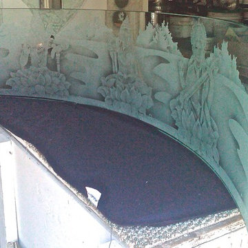 Hindu Gods detail photo. In Progress Photo of the central, curved panel with (3