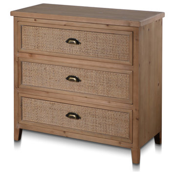 Lalita Three Drawer Accent Chest With Woven Cane Drawer Fronts