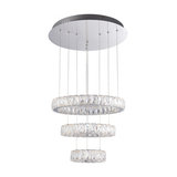 Chrome Effect Plate & Clear Faceted Acrylic 3 Ring Pendant 40W