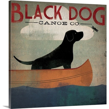 "Black Dog Canoe" Canvas Art, 36"x36"x1.25"
