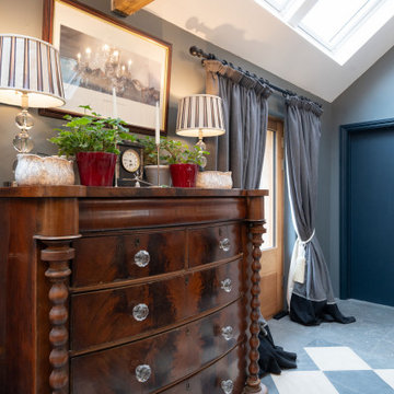 Sideboard with striped lamps