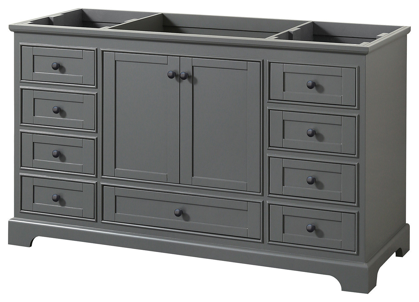 Deborah 60" Single Vanity, Dark Gray, No Top, No Sink, Matte Black Trim ...