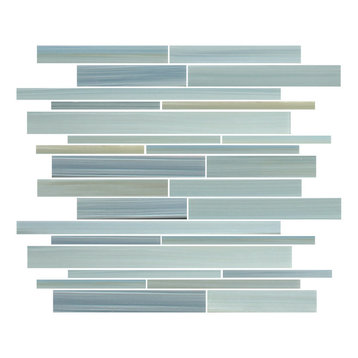 Reflections Hand Painted Linear Glass Mosaic Tile, 12"x12"