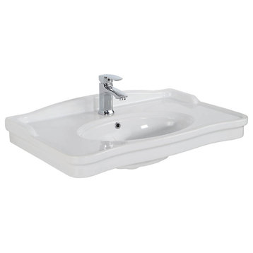 Antique AN 080 Bathroom Sink, Ceramic White With 1 Faucet Hole